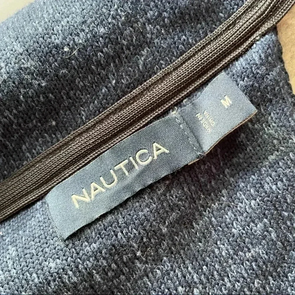 Nautica Men’s Gray Knit Jacket Medium Full Zip Closure Pockets